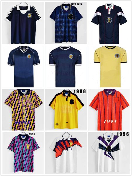 

1991 scotland retro soccer jersey world cup equipment home blue kits 96 98 classic vintage scotland retro football shirt hendry lamber, Black;yellow