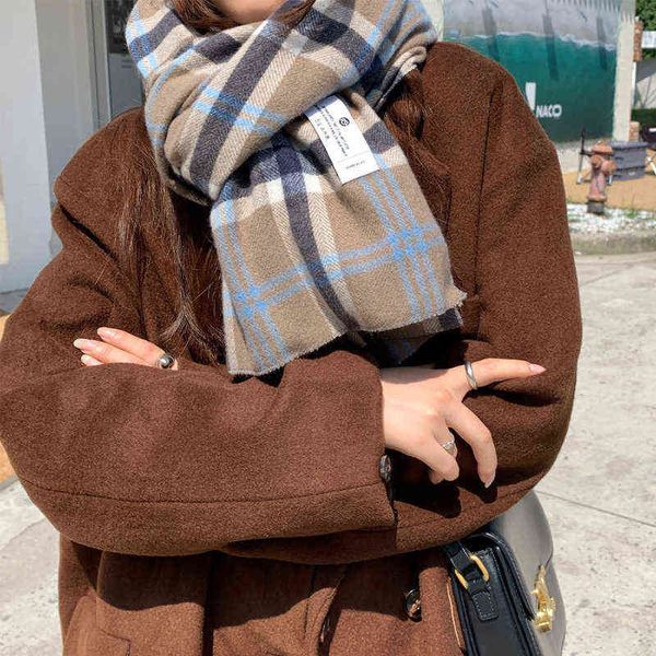 

scarves plaid scarf british style plaid scarf for women in winter, Blue;gray