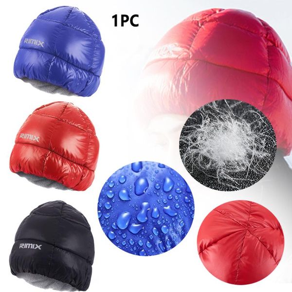 

men women down hat waterproof winter warm soft elastic outdoor sport mountaineering cap windproof protective lightweight hiking hats, Black;white