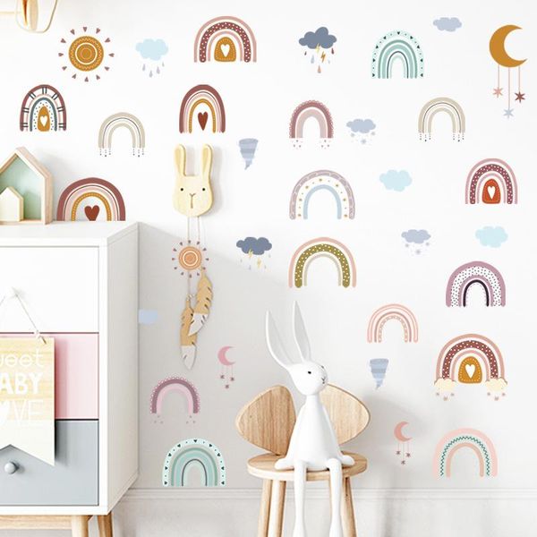 

wall stickers rainbow weather scenery sticker lovely children's room bedroom decoration background cartoon cloud