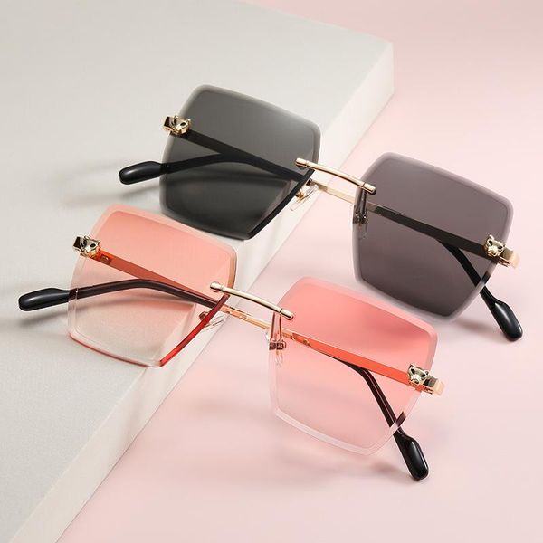 

sunglasses square rimless diamond women vintage rectangle sun glasses female shades rhinestone eyewear gradient colors, White;black