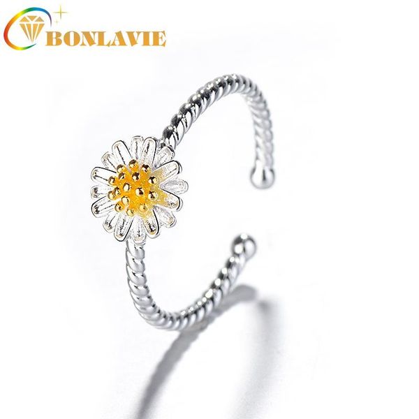 

wedding rings bonlavie adjustable chrysanthemum daisy ring sunflower open mouth female index finger hand jewelry wholesale, Slivery;golden