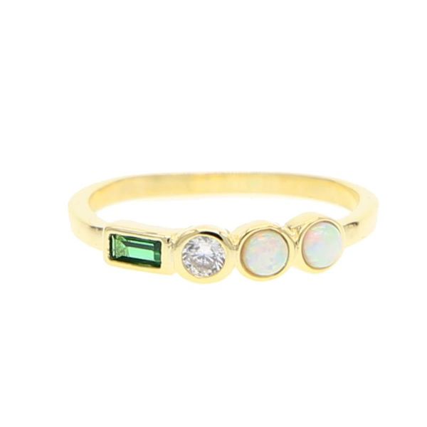 

wedding rings sparkling delicate round shaped ring pave green colorful tiny small cubic zirconia elegant dainty gold color simple trendy, Slivery;golden