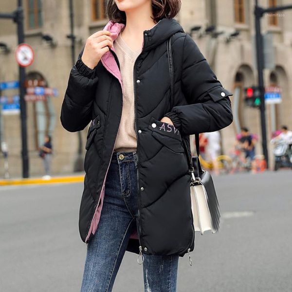 

women's down & parkas oversize 2021 real full zipper solid fashion cotton cotton-padded jacket more big yards hooded warm winter women#, Black