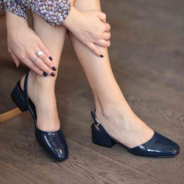 

dress shoes aura navy blue patent leather heels shoes, Black