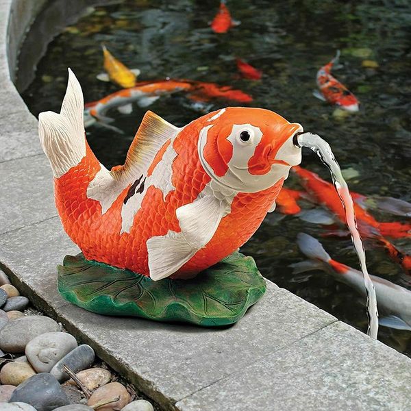 

garden decorations resin carp pond spitter statue hand painted fish accessories for rockery fountain decoration j8
