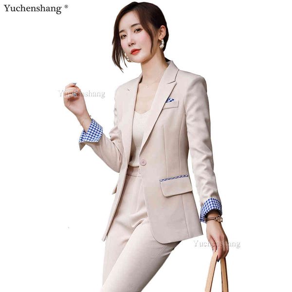 

women's suits & blazers oversize formal business pant suit women jacket and trouser 2 piece set new arrival apricot gray s-5xl office l, White;black