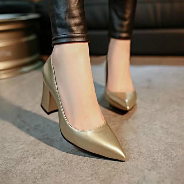 

dwayne womens shoes party simple pointed shallow high heels slip-on woman office pumps square heel zapatos de mujer dress, Black