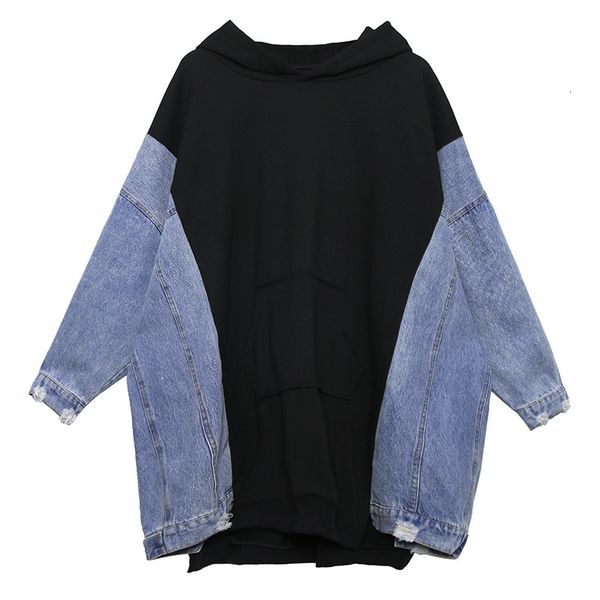 

hoodies High fashion Slipper ladies loose Adjustment women denim and jackets plus size Female cloths, Black