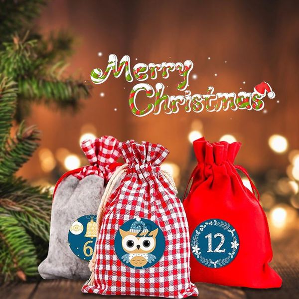 

christmas decorations 24pcs advent calendar bags 24 days paper stickers gift hanging diy year party countdown