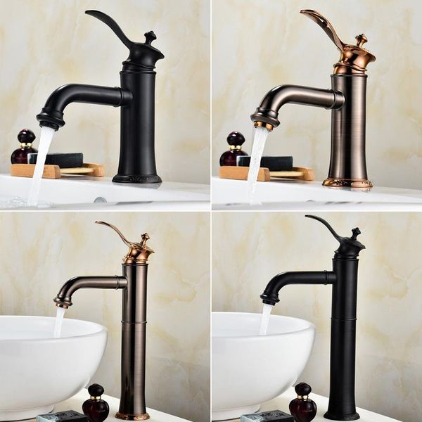 

basin faucets black brass retro bathroom sink mixer taps deck mounted single holder swivel spout faucet torneira mci