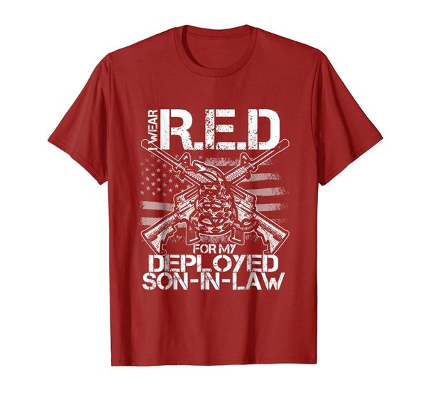 

i wear red for my deployed son in law shirt military gift t, White;black