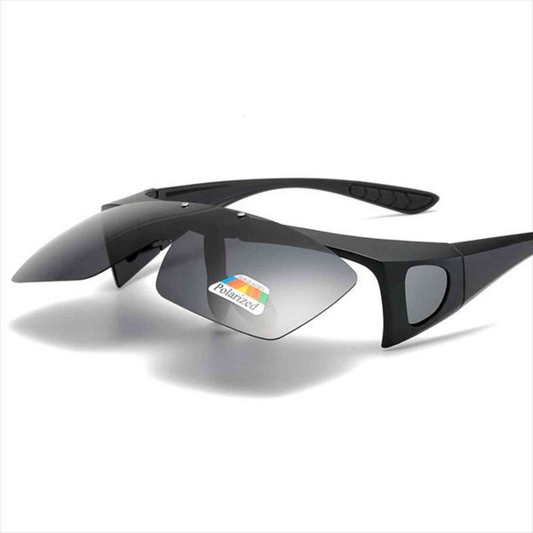 

fit over polarized sunglasses flip up lens for men women wear prescription glasses driving, White;black