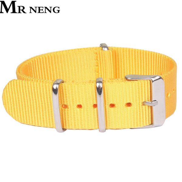 

watch bands pure yellowe color nylon watchstrap nato strap 18mm 20mm 22mm canvas replacement man band, Black;brown