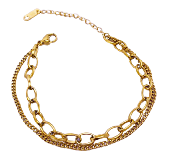 

link, chain 316l stainless steel temperament fashion double-strand titanium bracelet female simple hip-hop wedding no fade, Black