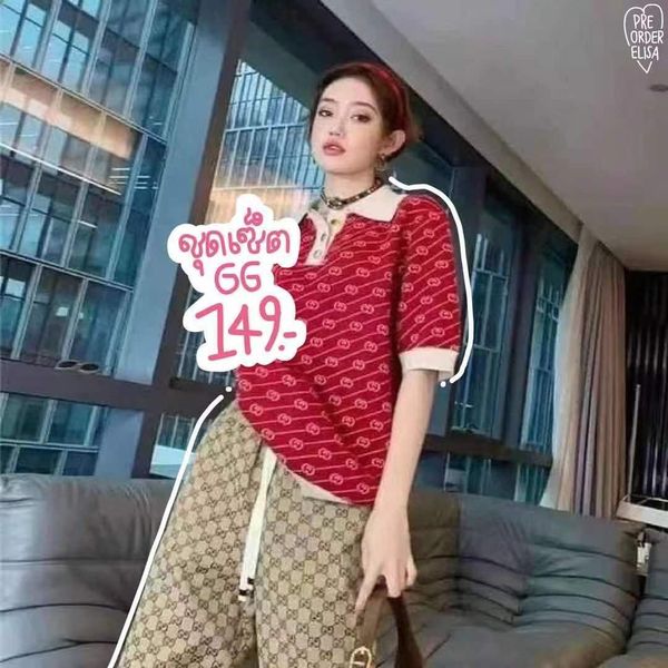 

2021 thailand summer new polo collar t-shirt casual wide leg pants, White