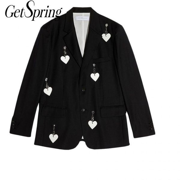 

women blazer patchwork black white loose blazers and jackets vintage casual suit coats 2021 fashion women's suits &, White;black