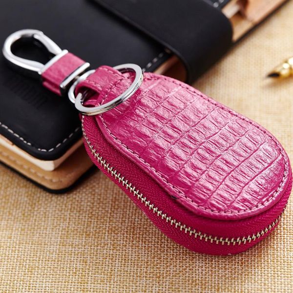 

keychains high-end key bag female genuine leather keychain bags universal model car remote control business men's keys, Silver