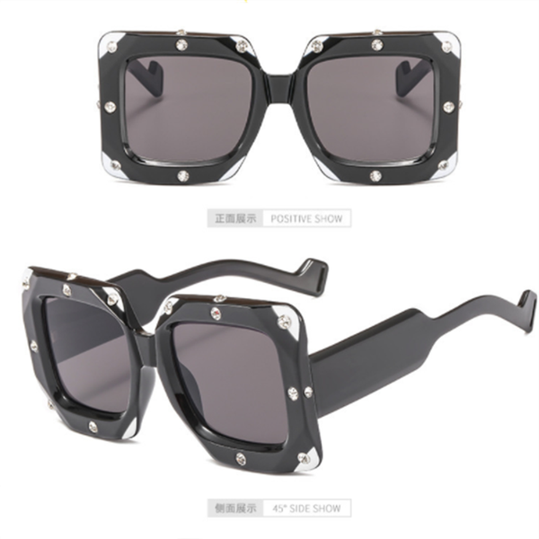 

sunglasses black diamond-studded for women designer glasses are suitable both men and low price wholesale, White;black