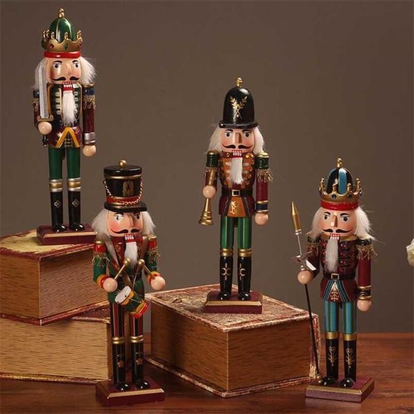 Nutcracker de madeira soldado figurines ornamentos 30 cm fantoche desktop artesanato crianças presentes natal homedecorações 211105