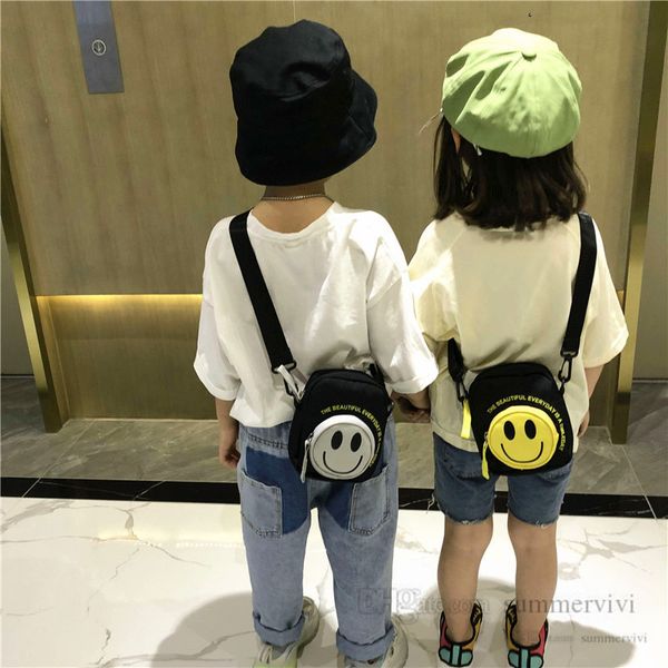 

ins children smiling face purse girls boys letter printed single shoulder casual bag 2022 fashion kids crossbody bag wallet q4554, White