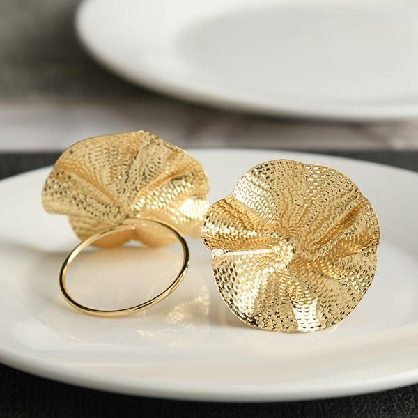

8pcs metal lotus leaf napkin ring restaurant buckle jewelry towel decoration rings
