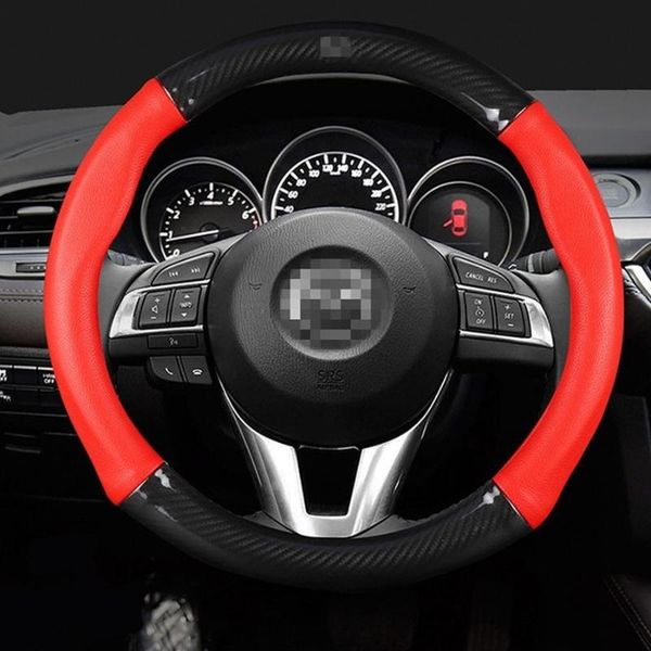 

steering wheel covers 2021 diy logo carbon fiber car cover breathable anti slip suitable 38cm auto decoration interior accessories