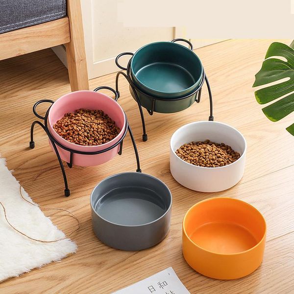 

dog bowls & feeders ceramic pet bowl large oblique cute cartoon feeder for and cat protect the spine table high foot supplies accessorie