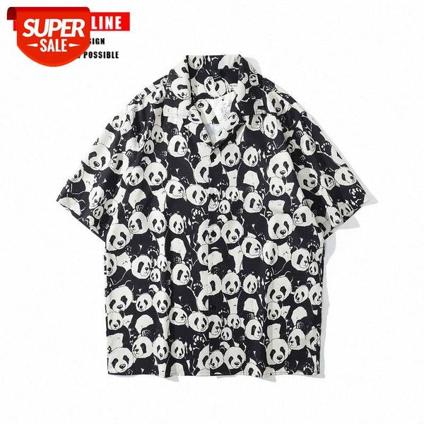 

tkpa panda full print short-sleeved shirt for men and women hip-hop loose bf casual couple half-sleeved t-shirt #a19q, White;black