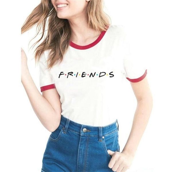 

friends tv shows women hipster shirts tumblr graphic t-shirt ringer tee t shirt fashion cotton clothing 210607, White