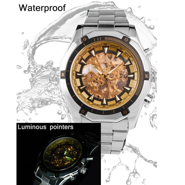 

19 new automatic mechanical men's watch fashion hollow watch, Slivery;brown