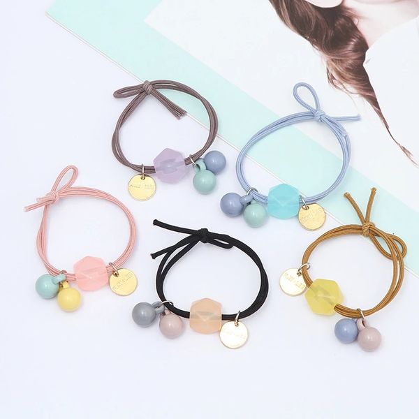 

korea style hair bands elastic rubber band ponytail holder gum for hair ties scrunchies hairband hair rope for women girl, Pink