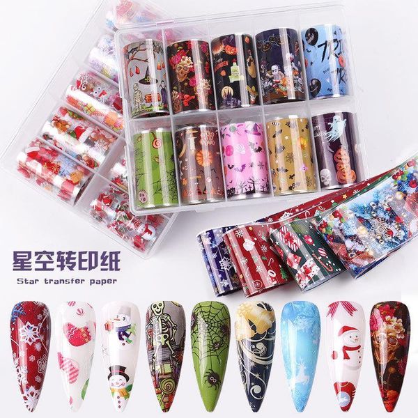 

nail art halloween star sticker set transfer paper christmas1, Black