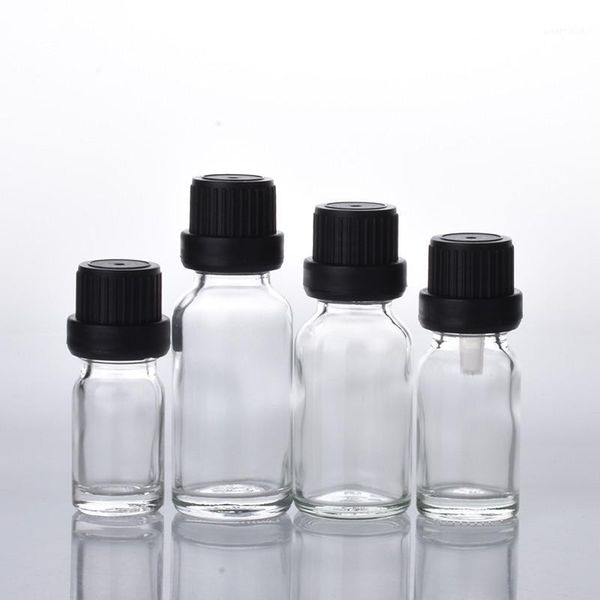 

12pcs 5ml 10ml 15ml 20ml 30ml 50ml 100ml clear glass essential oil bottles with orifice reducer euro dropper tamper evident cap storage & ja