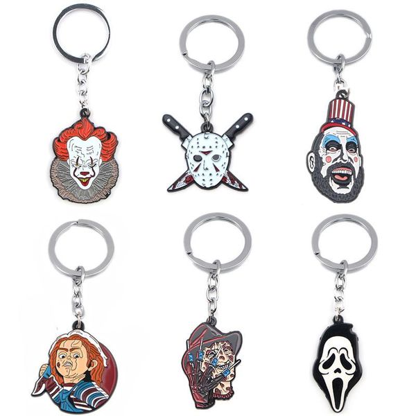

keychains lt1171 halloween horror movie carabiner for keys pendant car key chain keysring holder charm jewelry accessories gifts, Silver