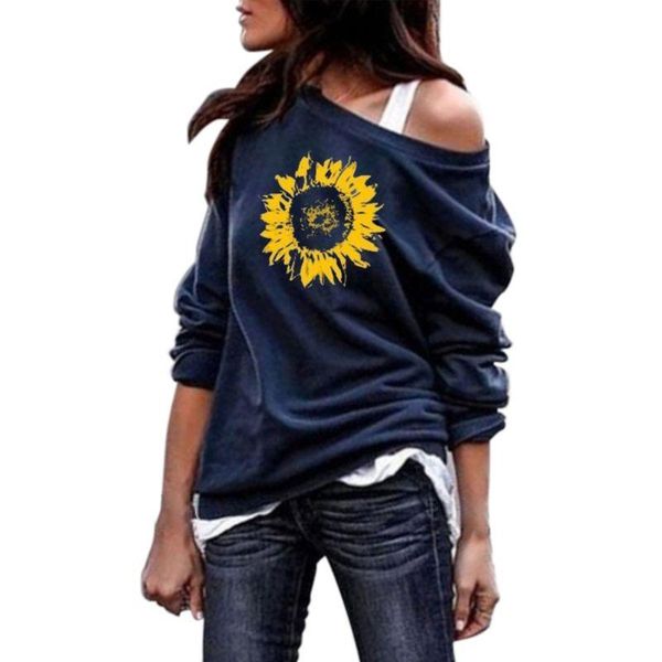 

women's hoodies & sweatshirts pullover sweatshirt autumn fashion women round neck long sleeve flower pattern warm female casual coat, Black