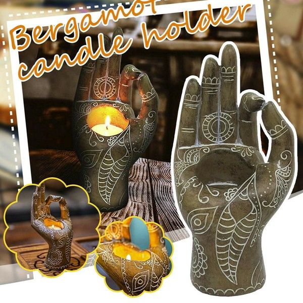 

candle holders buddha hand holder resin buddhism mudra stand tabletealight rack decor home deskarts crafts ornaments