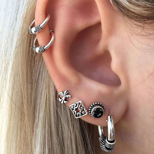 

bohemian size c earrings black 6-piece earrings