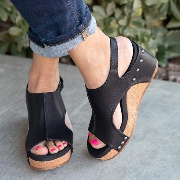 

sandals women fashion comfy wedges, Black