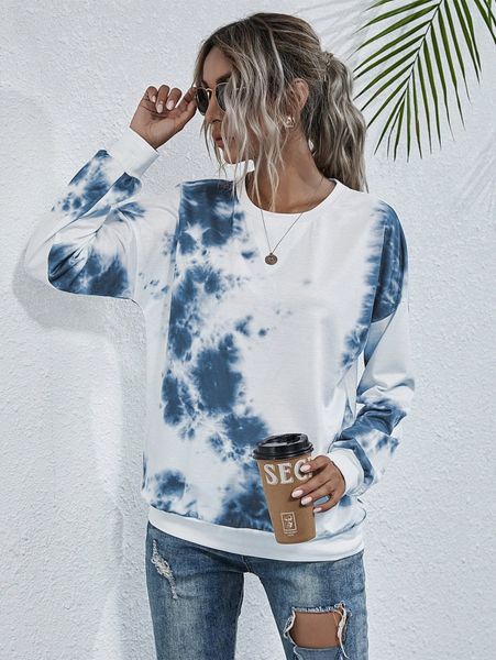 

tie dye round neck sweatshirt n5bl#, White;black