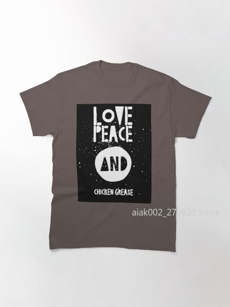 

men's t-shirts love peace and chicken grease classic t-shirt, White;black