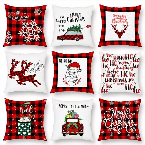 

pillow case 18x18 christmas sofa car throw cushion covers home decor santa print cotton linen cover