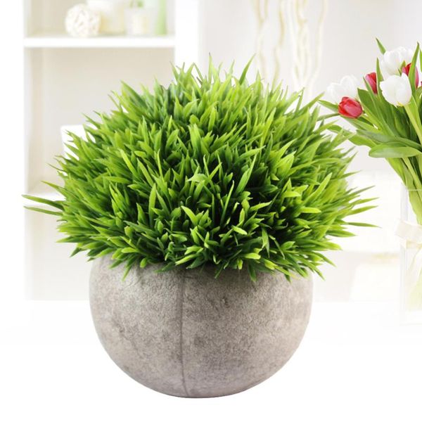 

decorative flowers & wreaths 2pcs mini fake faux green grass simulation artificial plants with pots for home decor