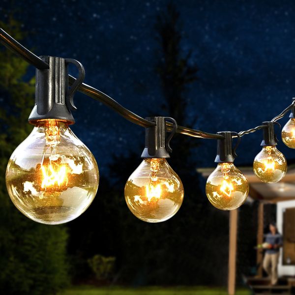 

25Ft G40 Gobe Bub String ights with 25 Gass Vintage Bub Outdoor Patio Garden Garand Decorative Fairy Christmas ights