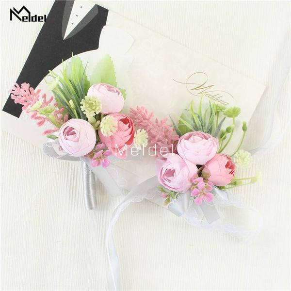 

decorative flowers & wreaths meldel tea rose bud artificial wrist corsage hand flower man boutonniere bracelet bridesmaid wedding prom brooc