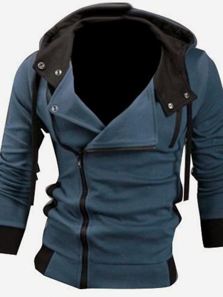 

men's hoodies & sweatshirts slim fit long sleeve hooded jacket grey, Black