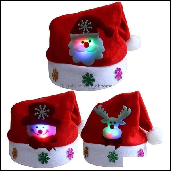 Berretti Cappelli Berretti Cappelli, Sciarpe Guanti Moda Aessories Led Luci natalizie Berretto Babbo Natale Bambola di neve Elanden Natale Per Adt Kid Anni Festivo