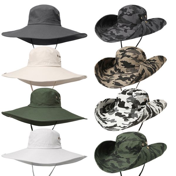 Camuflagem Fisherman Chapéu Festa Partido Suprimentos Ao Ar Livre Camuflamentos Caps Folha Selva Selva Folha Boné Pesca Chapéu Sun Screen Gaze Cowboy Armário Armário Bucketzy951