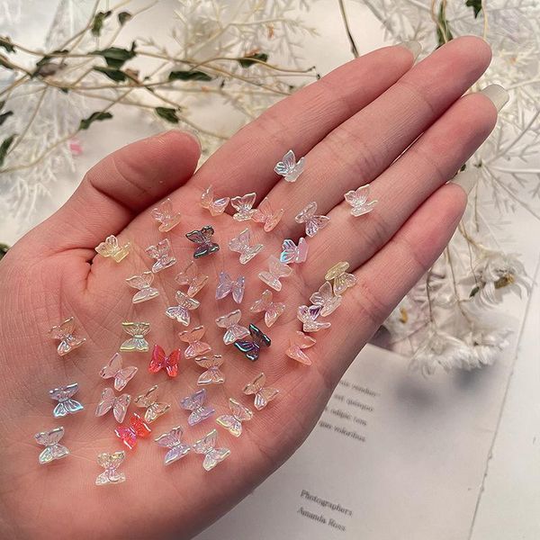 

craft tools 100pcs 3d resin butterfly glitter ab nail art decorations charm diy polish manicure nails accessories