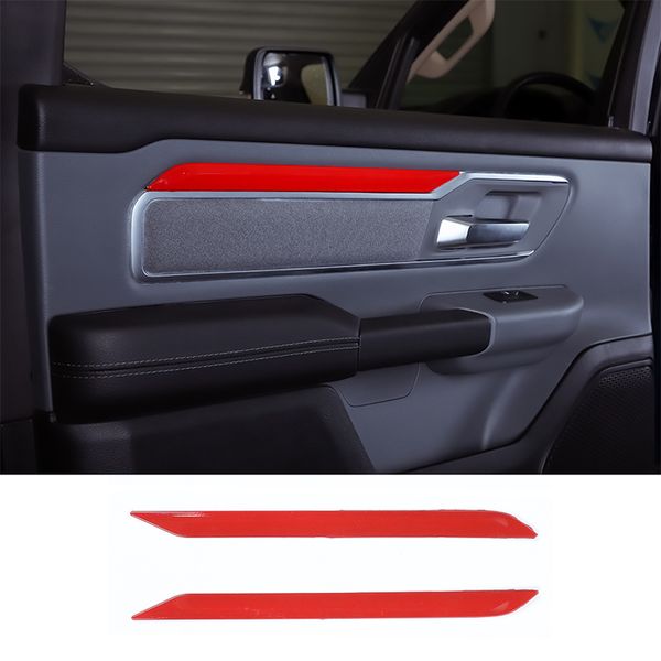 

red interior door trim strip decoration for dodge ram 1500 18+ accessories 2pc